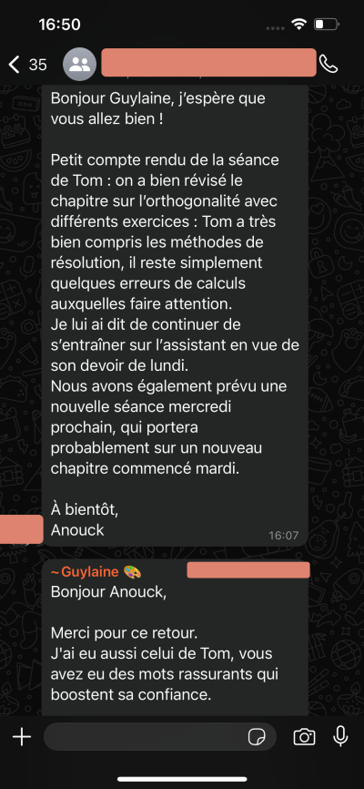 "Vous avez eu des mots rassurants qui boostent sa confiance."